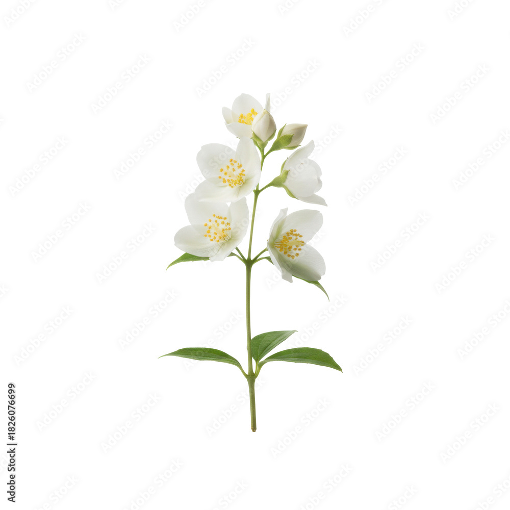 Fototapeta premium Delicate white jasmine flowers bloom on a dark background showcasing natural beauty