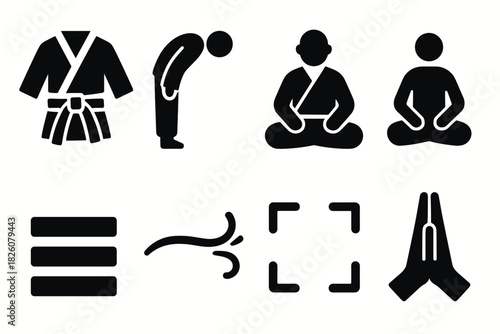 Minimalist martial arts icons set for design and print projects