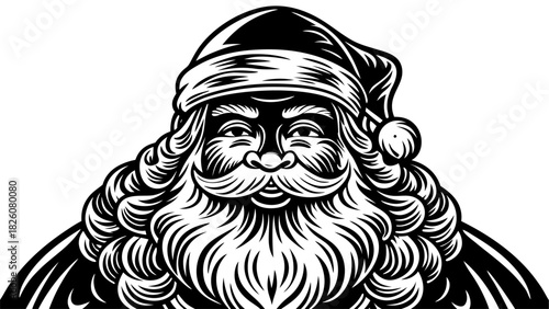 Traditional Santa Claus Portrait with Red Suit and White Beard for Christmas