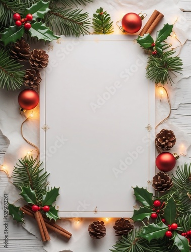 Wallpaper Mural Blank Christmas Drinks Menu Card with Festive Decorations in Warm Top-Down Holiday Setting Torontodigital.ca