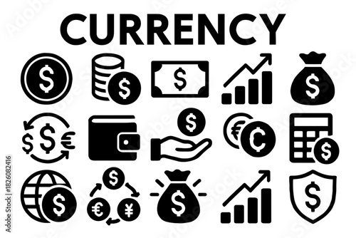 Currency symbols show financial growth and security