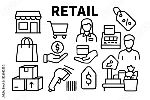 Essential retail icons for business solutions