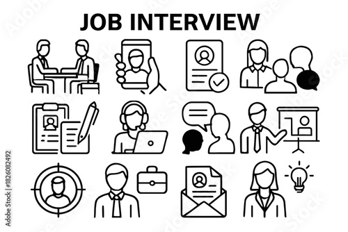 Job interview vector icons for human resources use