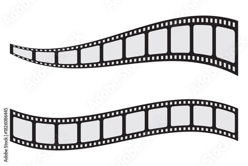 Film strip. Photography, television, photo, cinema or movie frames 35 mm. Vector film negative.  Cinema footage effect. Negative strips border. Blank film storytelling. Film long frame. Vector set.