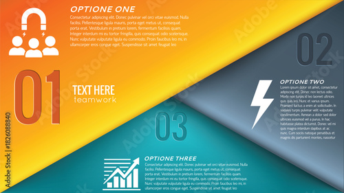 Dynamic 3 Step Infographic with Colorful Diagonal Slices, Numbered Step Labels, Modern Process Diagram for Business Workflow, Strategy Planning, Project Management, and Data Presentation