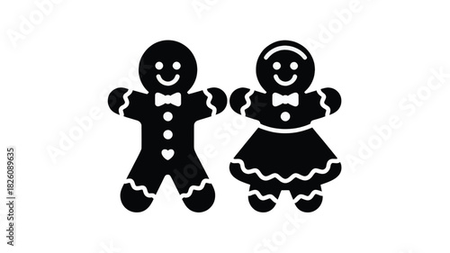 Gingerbread Couple Silhouette Illustration