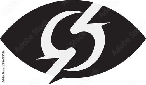 Dynamic eye lightning logo symbol illustration