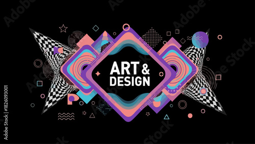 Abstract Art  Design with Geometric Shapes and Vibrant Colors.