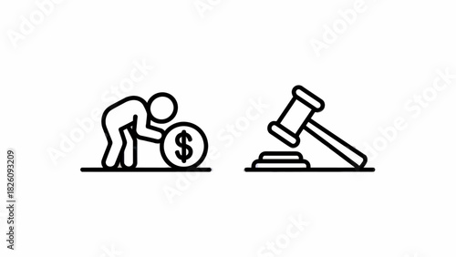 Financial Law and Legal Framework for Business and Economy depicting Investment and Banking Regulations with Person Handling Currency and Gavel