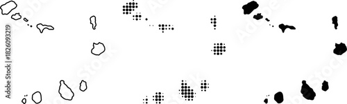Cabo Verde Map Vector Set Halftone Silhouette Outline