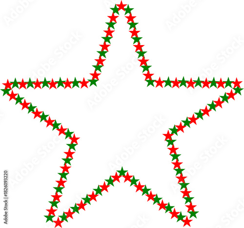 小さな星でできた星フレーム_赤緑