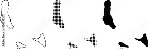 Comoros Map Vector Set Halftone Silhouette Outline