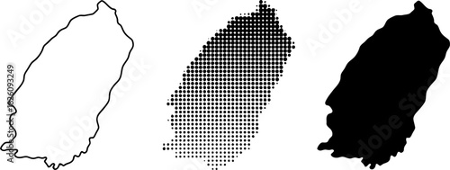 St. Helena Map Vector Set Halftone Silhouette Outline