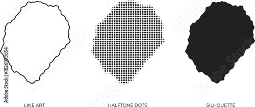 St. Helena Map Vector Set Halftone Silhouette Outline