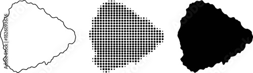 Tristan da Cunha Map Vector Set Halftone Silhouette Outline