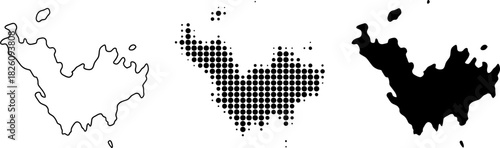 Saint Pierre and Miquelon Map Vector Set Halftone Silhouette Outline