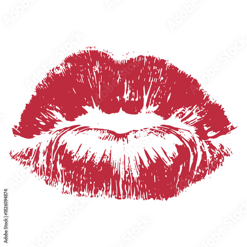 red lipstick kiss isolated