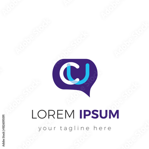 Modern initial letters CU isolated. Logo for chat app or feature