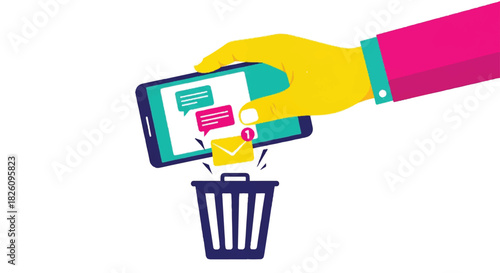 Digital Detox Spam Email Deletion Flat Vector