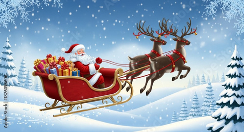 santa claus on sledge