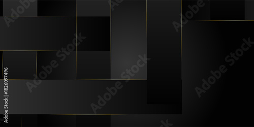 Elegant Black Geometric Background With Gold Edges For Luxury Branding And Modern Tech Design Visual.vector illustration eps10