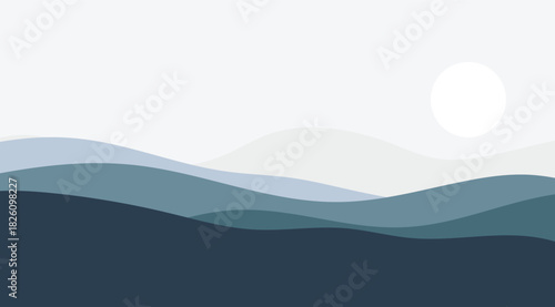 Abstract Hills Blue, Grey Hues with Circle graphic design for website backgrounds this vector design is perfect for presentations or creative projects