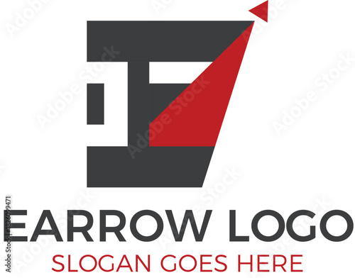 Modern E Arrow Logo Design with Upward Red Arrow. Corporate, Startup, Minimalist Brand Identity Icon