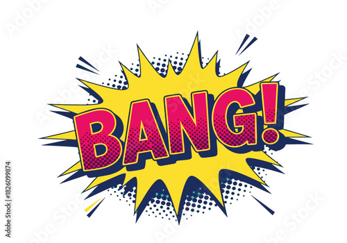 Explosive Pop Art Vibrant 'BANG!' Burst - Dynamic Comic Book Style Illustration with Text Effect