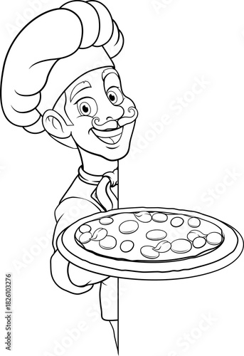 A chef cook holding a pizza...