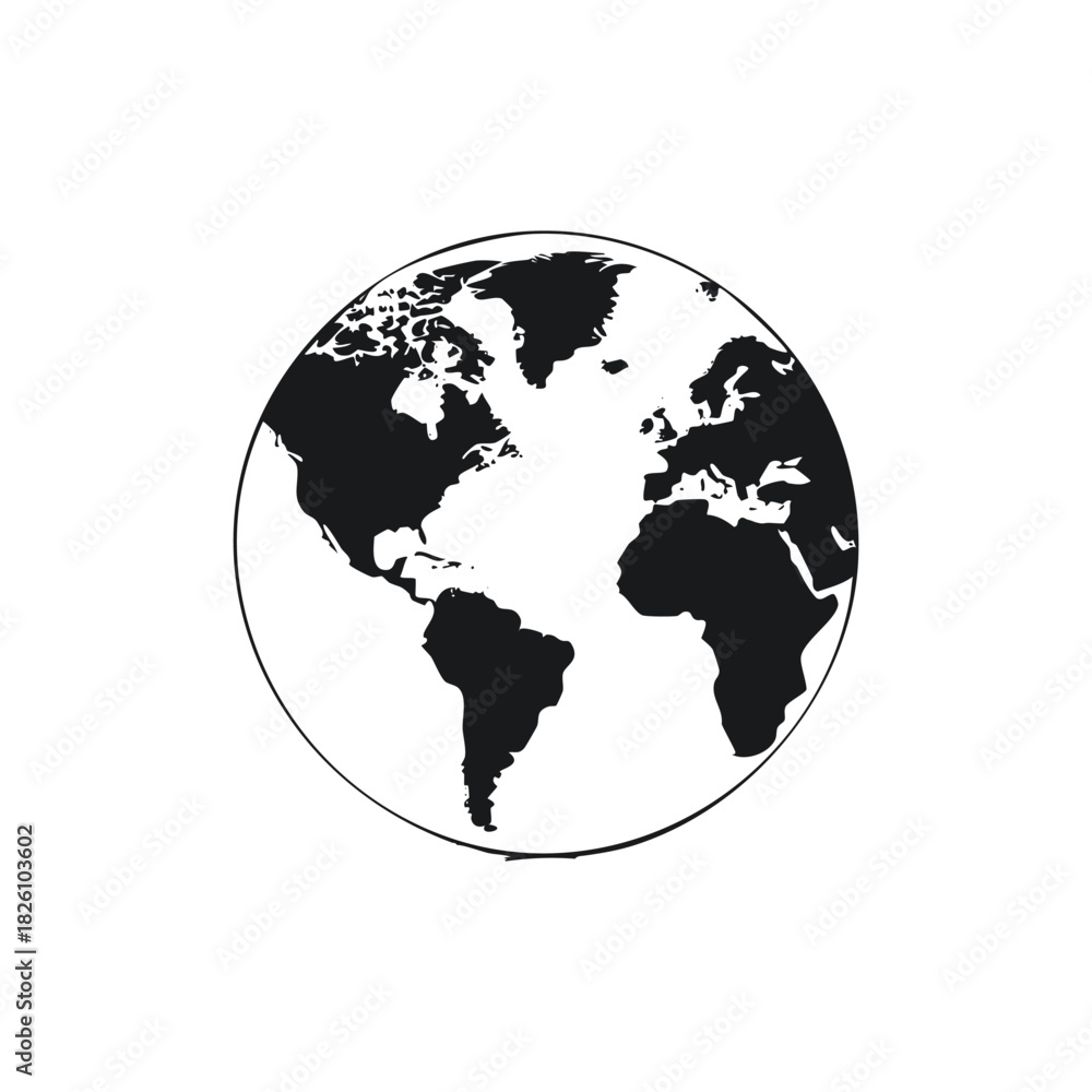 Fototapeta premium Abstract 3D vector illustration of the blue and green world map on a globe sphere, highlighting the continents of America, Europe, and Asia for global business and travel geography
