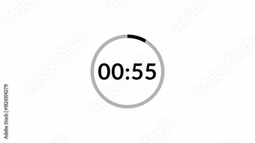 Wallpaper Mural 1 minute countdown timer animation from 60 seconds to 0 seconds with alpha channel ,one minute countdown timer on a transparent background in 4k, Torontodigital.ca
