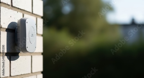 Outdoor cellular antenna mounted on brick wall, enhancing network access. Cellular antenna setup enables clear and stable mobile network connections and improved access to 2G, 3G, 4G,