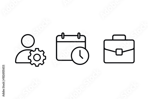 Minimalist icons for business management and scheduling concepts