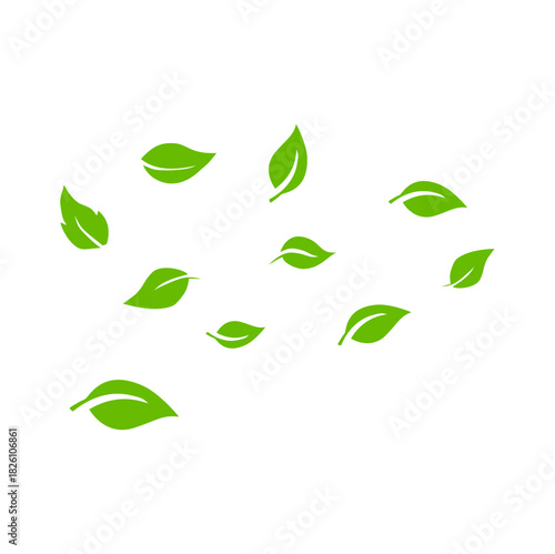 Falling Green Leaves Vector Illustration