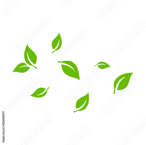 Falling Green Leaves Vector Illustration