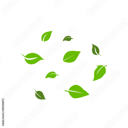 Falling Green Leaves Vector Illustration