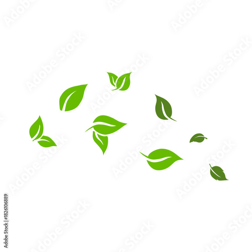 Falling Green Leaves Vector Illustration