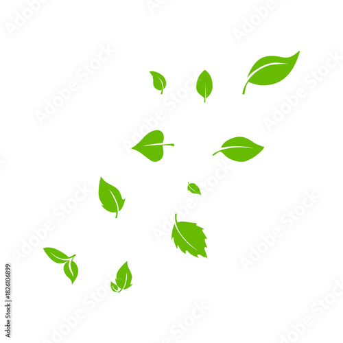 Falling Green Leaves Vector Illustration