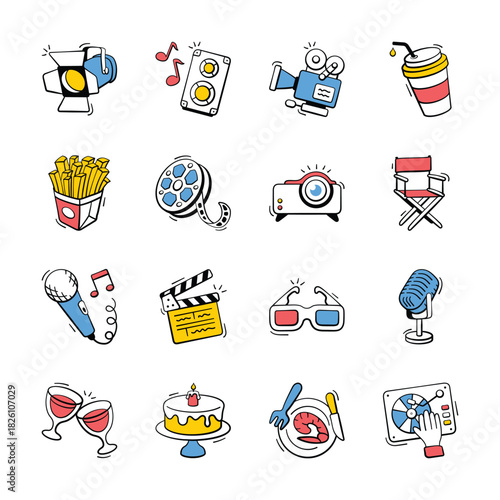 Get this creatively crafted amazing entertainment icons set