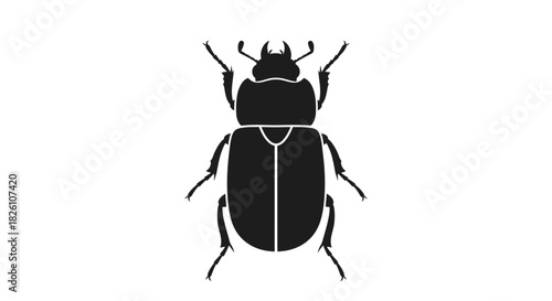 Simple Black Silhouette Icon of a Stag Beetle Insect Vector Illustration