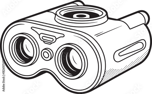 Binocular rangefinder line art drawing sketch style optical measuring device for hunters