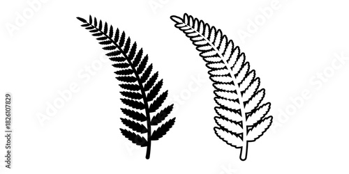 Frost Fern Black Icon for Winter Botanical and Frozen Theme Graphics
