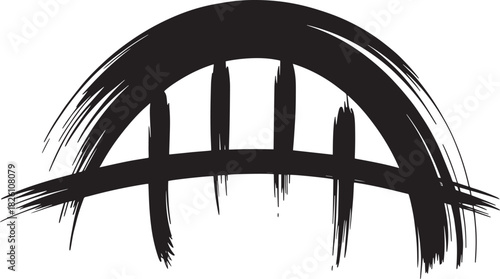 Expressive brush stroke arch element abstract black curved shape urban street art artistic grunge texture design vector