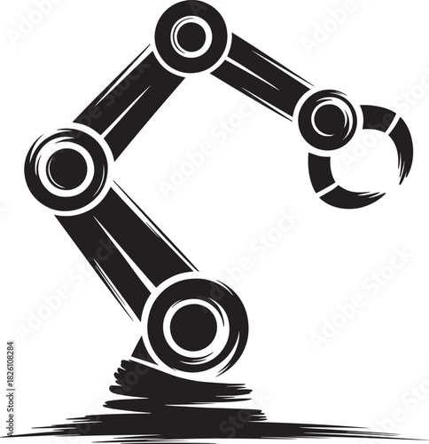 Industrial robotic arm silhouette icon automation engineering manufacturing technology concept logo