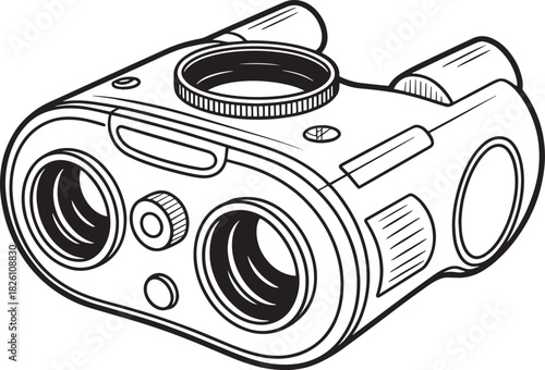 Rangefinder line art drawing sketch style optical instrument for hunting measuring distance