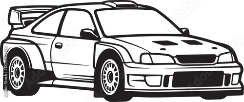 Dynamic rally car vector outline. automotive motorsport graphic design.