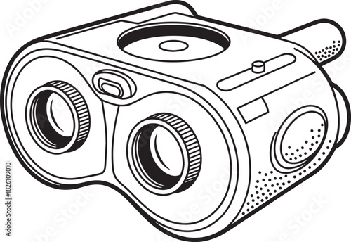 Vintage binocular rangefinder vector illustration distance measurement optical instrument