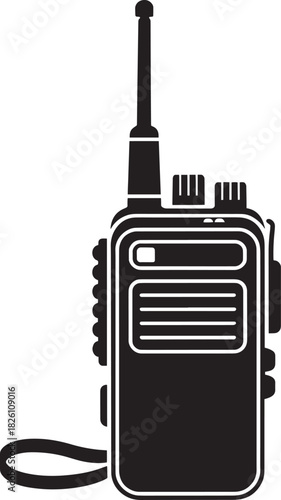 Two way radio handheld transceiver silhouette isolated professional equipment portable communicator vector