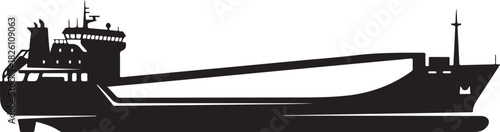 Freighter vessel silhouette vector isolated for maritime design