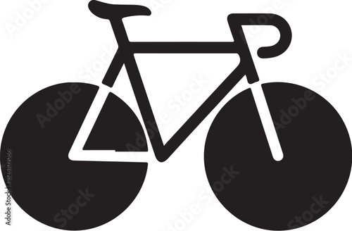 Simple graphic black and white bicycle icon on clean background